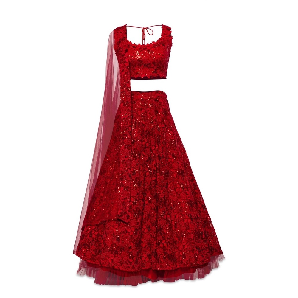 Red Embroidered lehenga